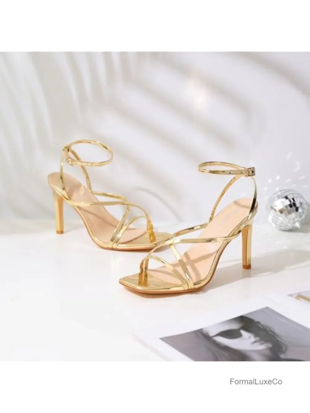 Strappy High Heels Square Open Toe Lace Up Heeled Sandals Ankle Strap Stiletto